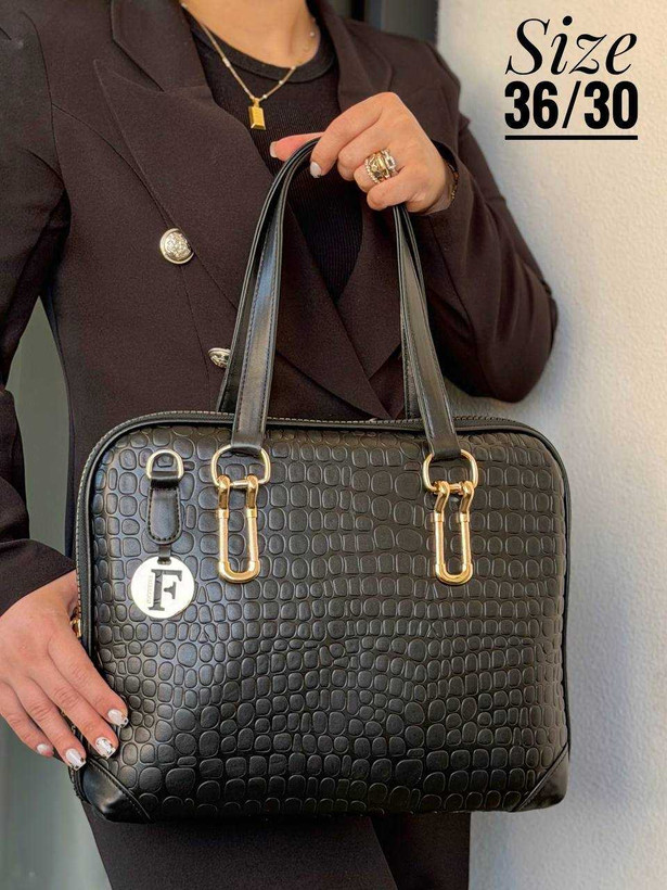کیف چرمی بزرگ زنانه اداری دانشجویی سه خانه فندی طرح سنگی کد ۷۳۳