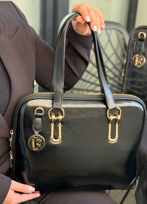 کیف چرمی بزرگ زنانه اداری دانشجویی سه خانه فندی ساده کد ۷۳۳